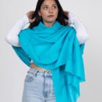 Light azure Angora Wool Stole
